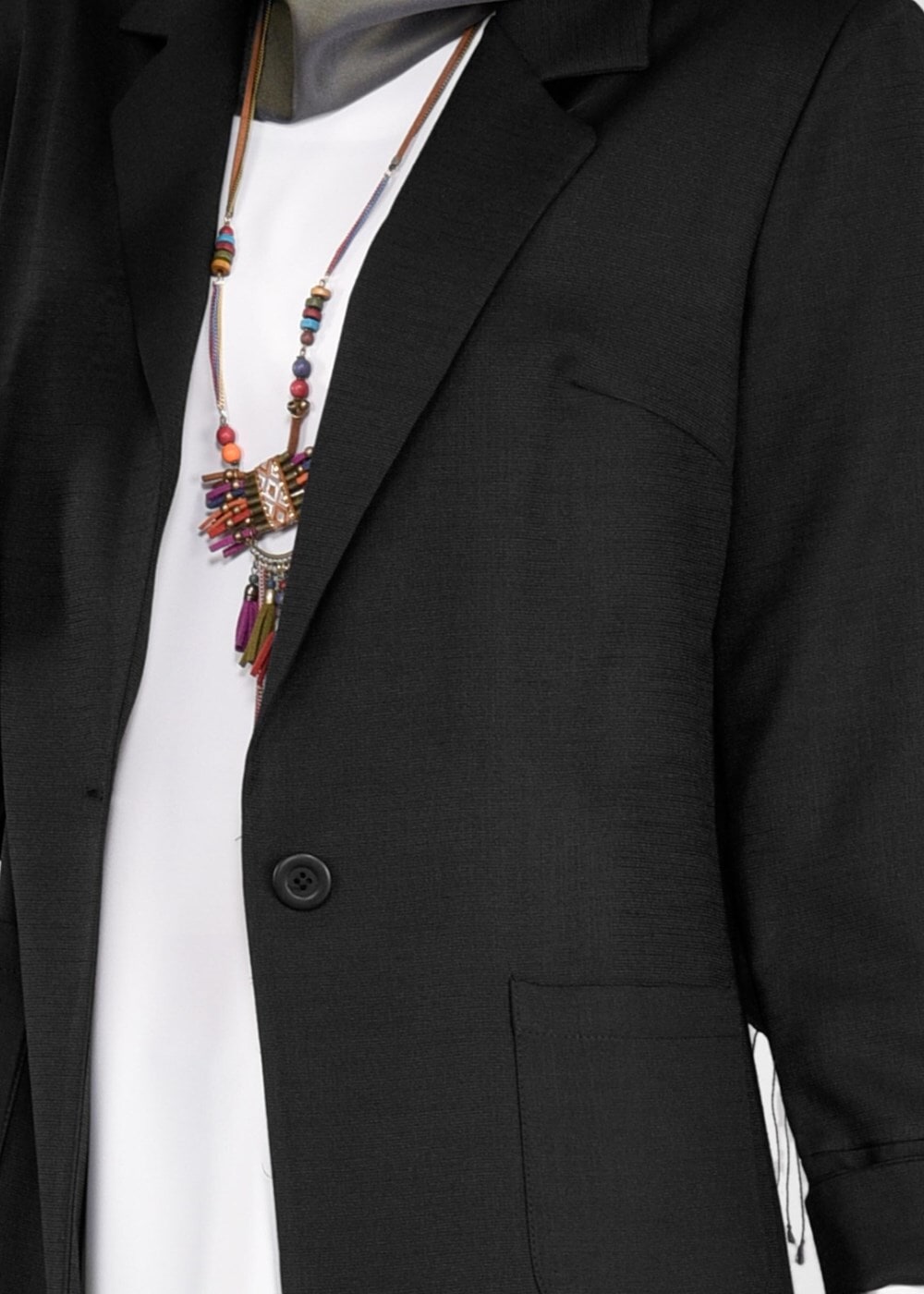 Tesettür giyim SİYAH T 4525 New Shine Tesettür Ceket -Alv Fashion