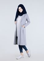 Tesettür giyim GRİ T 5721 Cep Detaylı Spor Tesettür Ceket-Bwest