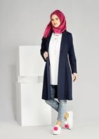 Tesettür giyim LACİVERT T 5721 Cep Detaylı Spor Tesettür Ceket-Bwest