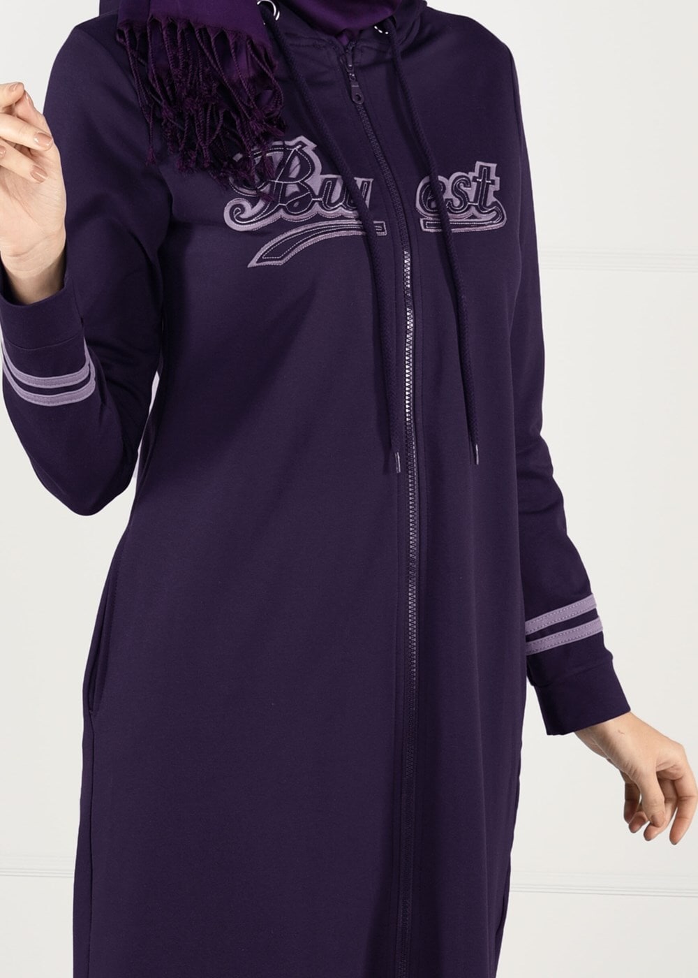 Tesettür giyim MOR T 7441 Bwest -Kapşonlu Spor Ceket