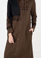 Vêtements hijab BRUN T 7441 Bwest -Kapşonlu Spor Ceket