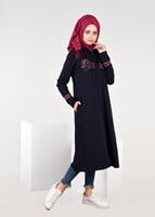 Vêtements hijab BLEU MARINE T 7441 Bwest -Kapşonlu Spor Ceket