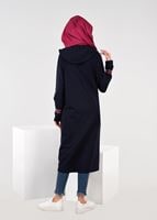 Vêtements hijab BLEU MARINE T 7441 Bwest -Kapşonlu Spor Ceket