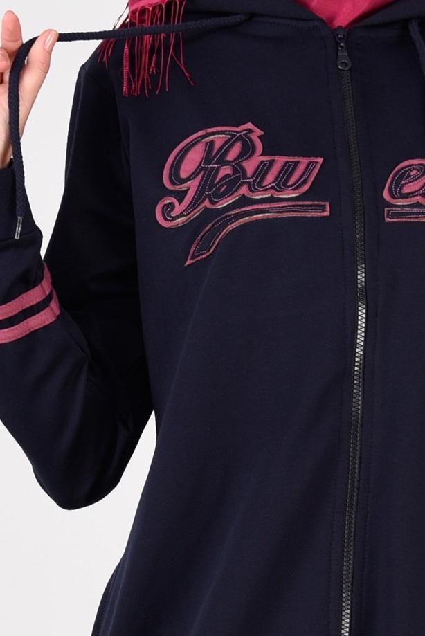 Vêtements hijab BLEU MARINE T 7441 Bwest -Kapşonlu Spor Ceket - TRENDTESETTÜR