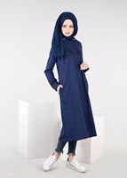 Vêtements hijab BLEU MARINE T 7441 Bwest -Kapşonlu Spor Ceket