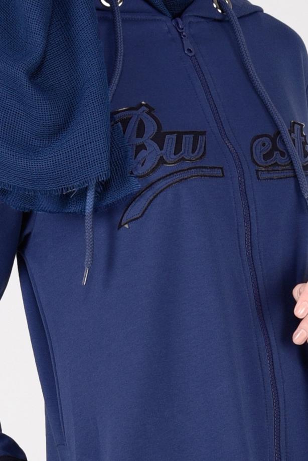 Tesettür giyim LACİVERT T 7441 Bwest -Kapşonlu Spor Ceket - TRENDTESETTÜR