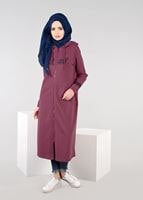 Tesettür giyim BORDO T 7441 Bwest -Kapşonlu Spor Ceket