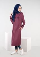 Vêtements hijab ROUGE BORDEAUX T 7441 Bwest -Kapşonlu Spor Ceket