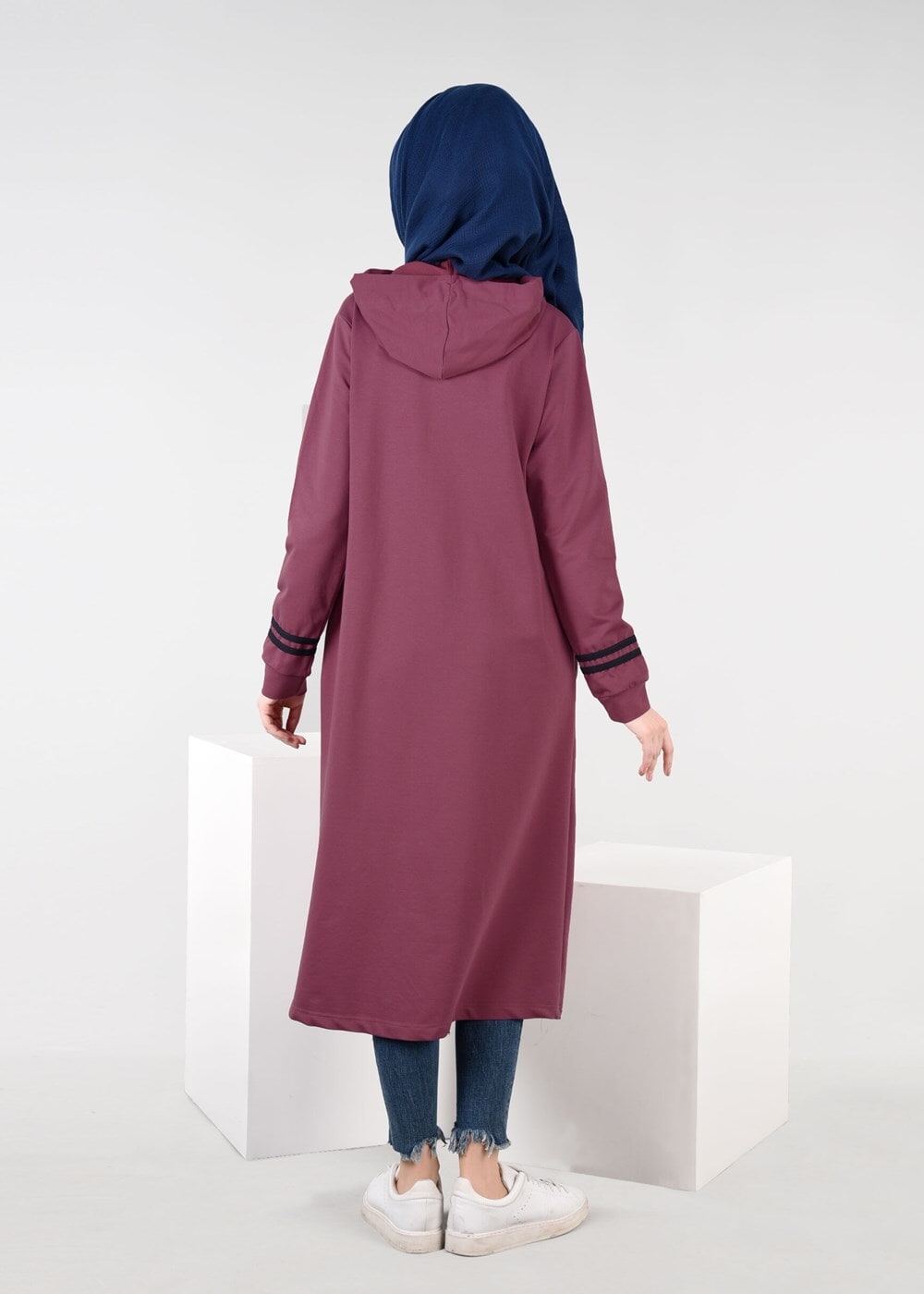Vêtements hijab ROUGE BORDEAUX T 7441 Bwest -Kapşonlu Spor Ceket