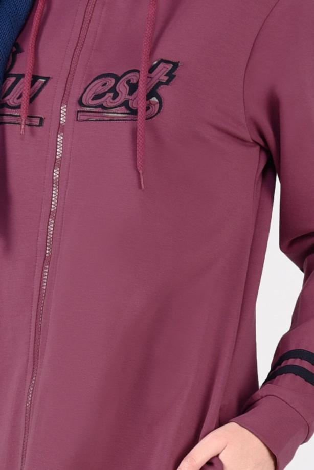 Vêtements hijab ROUGE BORDEAUX T 7441 Bwest -Kapşonlu Spor Ceket - TRENDTESETTÜR