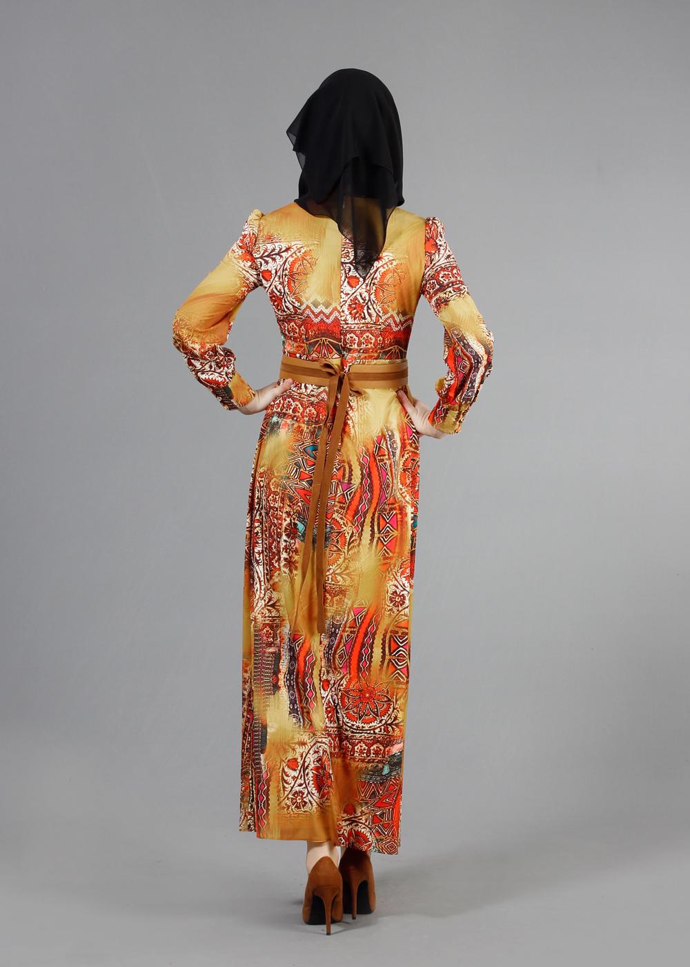 Tesettür giyim TURUNCU T 4230 Rosa Tesettür Elbise-Alv Fashion