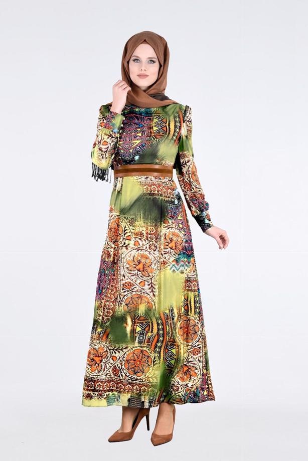 Vêtements hijab  T 4230 Rosa Tesettür Elbise-Alv Fashion - TRENDTESETTÜR