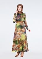 Vêtements hijab KAKI T 4230 Rosa Tesettür Elbise-Alv Fashion