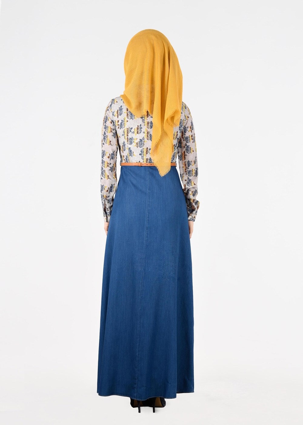 Tesettür giyim GRİ T 4313 Maglia 9943 Tesettür Elbise-Alv Fashion