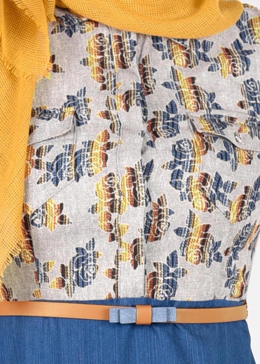 Tesettür giyim GRİ T 4313 Maglia 9943 Tesettür Elbise-Alv Fashion