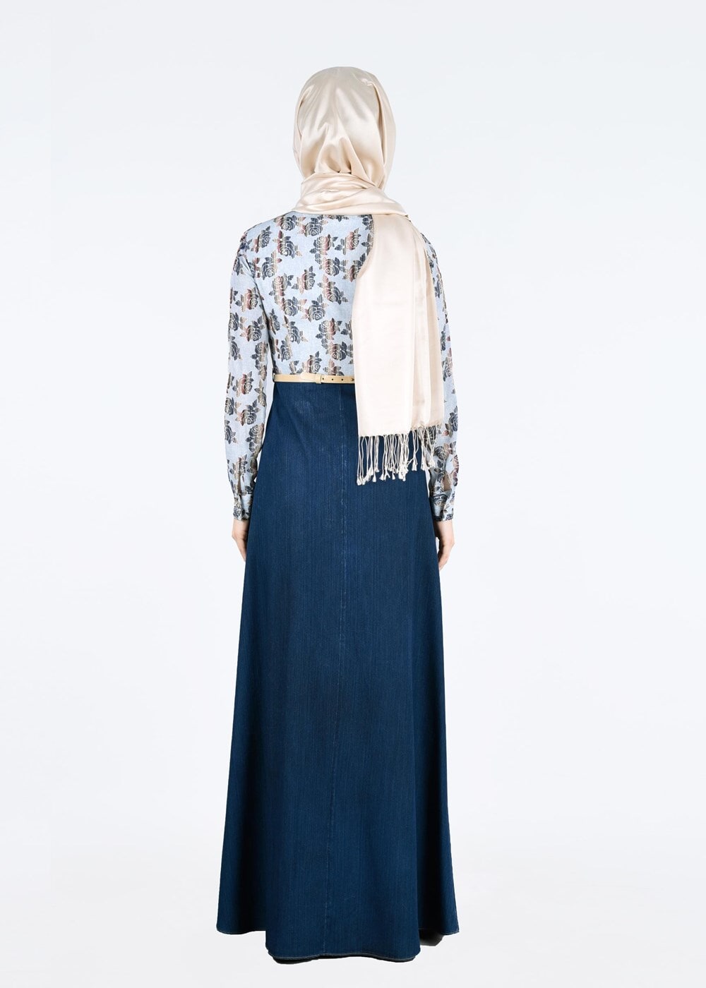 Tesettür giyim MAVİ T 4313 Maglia 9943 Tesettür Elbise-Alv Fashion