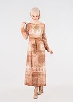 Tesettür giyim KAHVE T 4349 Rosa Tesettür Elbise-Alv Fashion
