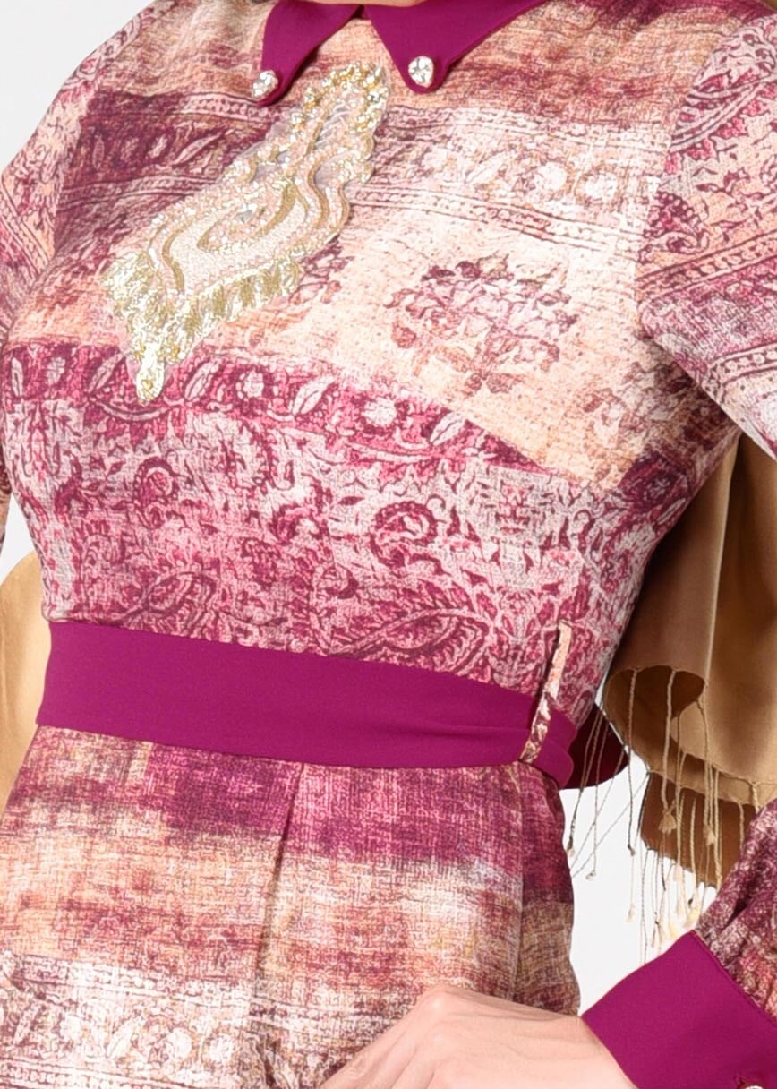 Tesettür giyim MOR T 4349 Rosa Tesettür Elbise-Alv Fashion