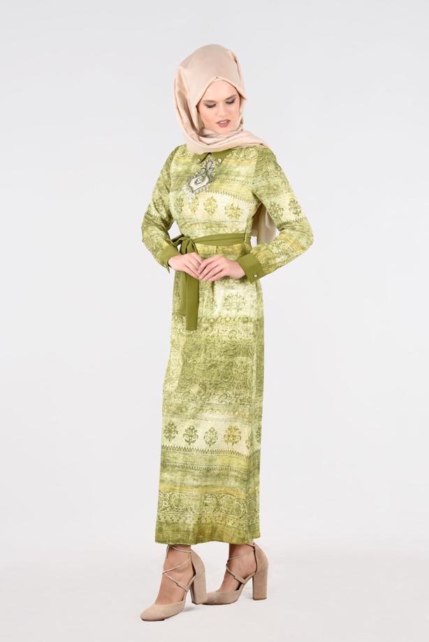 Vêtements hijab  T 4349 Rosa Tesettür Elbise-Alv Fashion - TRENDTESETTÜR