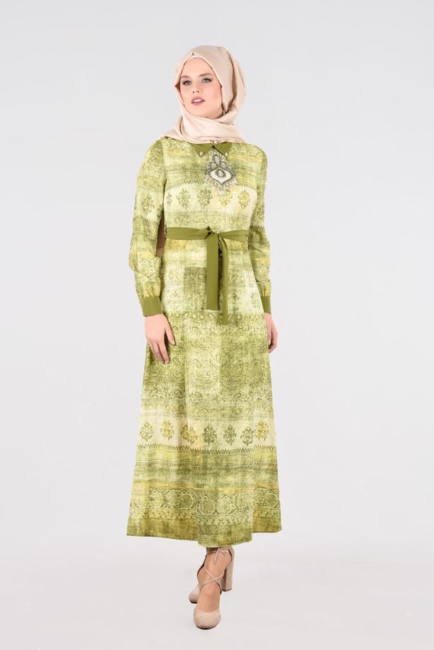 Vêtements hijab  T 4349 Rosa Tesettür Elbise-Alv Fashion - TRENDTESETTÜR