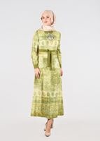 Vêtements hijab VERT T 4349 Rosa Tesettür Elbise-Alv Fashion