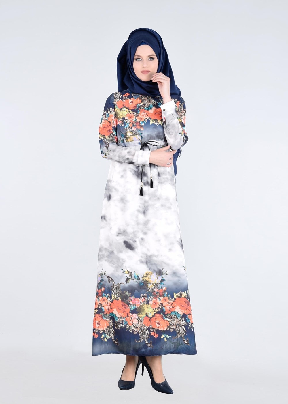 Tesettür giyim LACİVERT T 4415 Queen 3115 Tesettür  Elbise-Alv Fashion