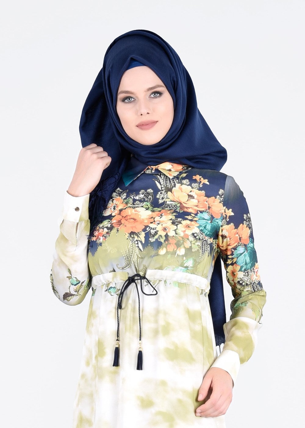 Tesettür giyim YEŞİL T 4415 Queen 3115 Tesettür  Elbise-Alv Fashion