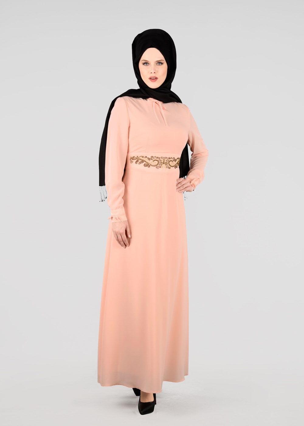 Tesettür giyim PUDRA T 4491 Criss Tesettür Elbise-Alv Fashion