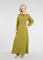 Tesettür giyim YEŞİL T 4491 Criss Tesettür Elbise-Alv Fashion