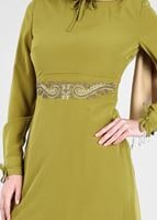 Tesettür giyim YEŞİL T 4491 Criss Tesettür Elbise-Alv Fashion