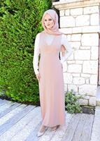 Tesettür giyim PUDRA T 4568 New Alya 2&prime;li Tesettür Elbise-Alv Fashion