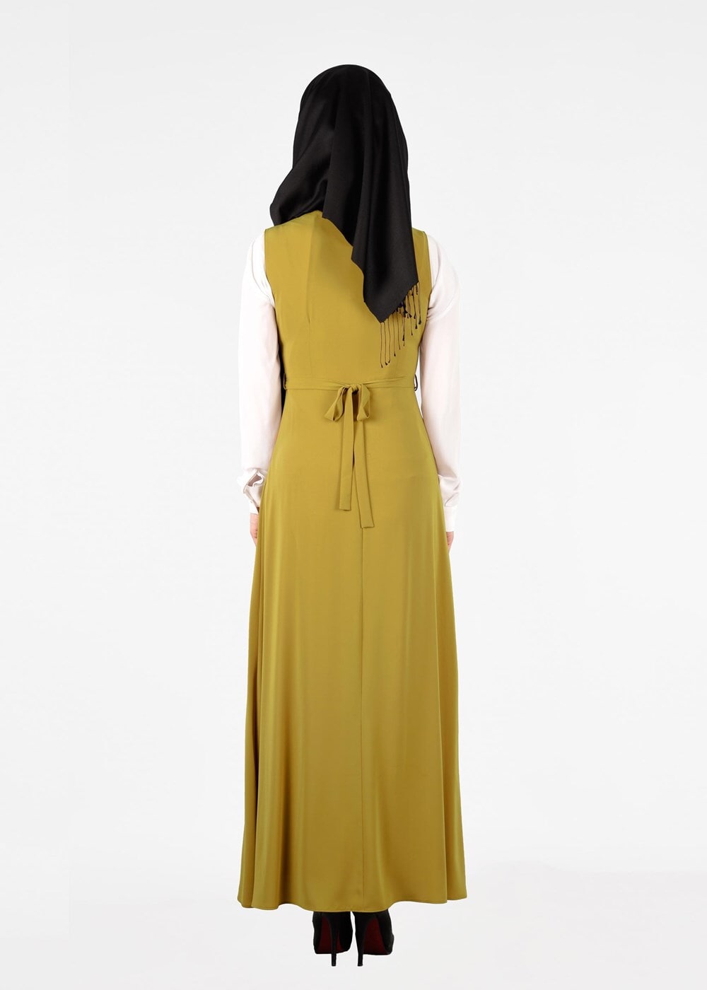 Tesettür giyim SARI T 4568 New Alya 2&prime;li Tesettür Elbise-Alv Fashion