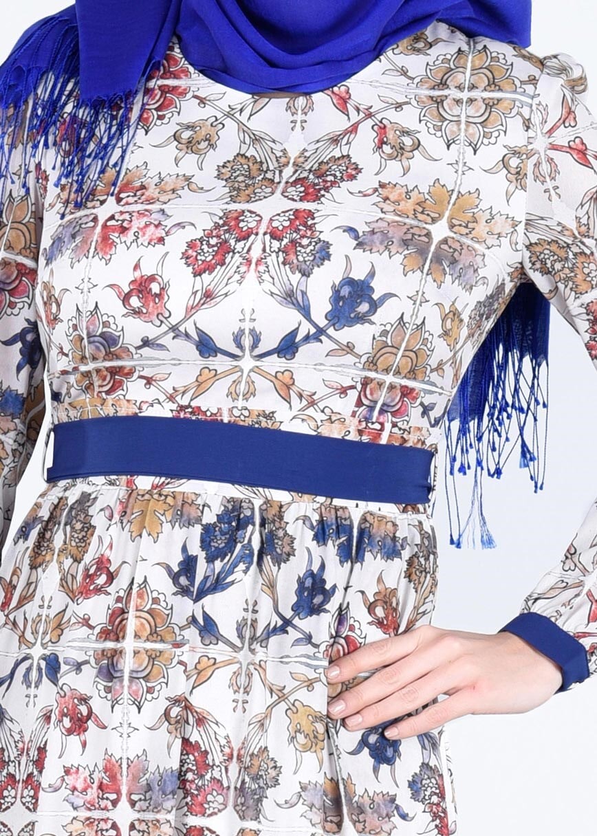 Tesettür giyim YEŞİL T 4613 Clara 7954 Tesettür Elbise-Alv Fashion