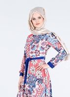 Tesettür giyim MERCAN T 4630 Burble Crep 7934 Tesettür Elbise
