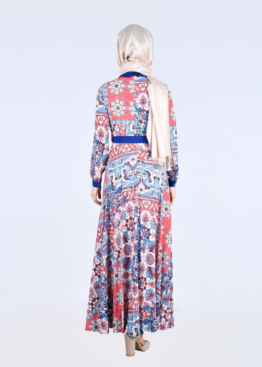 Tesettür giyim MERCAN T 4630 Burble Crep 7934 Tesettür Elbise