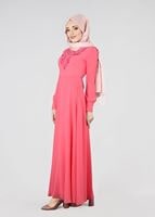 Tesettür giyim YEŞİL T 4658 New Multi Şifon Elbise-Alv Fashion