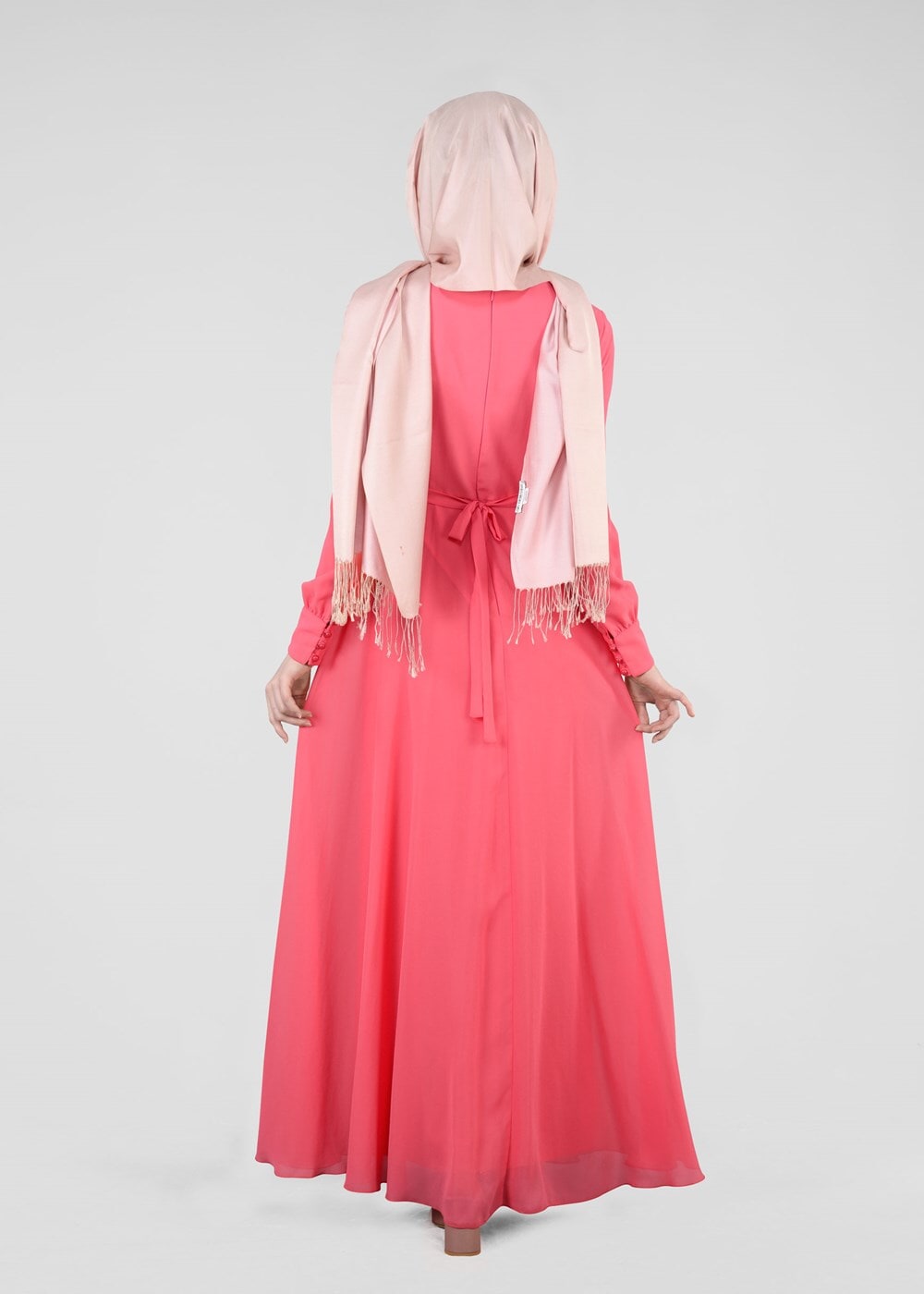 Tesettür giyim YEŞİL T 4658 New Multi Şifon Elbise-Alv Fashion