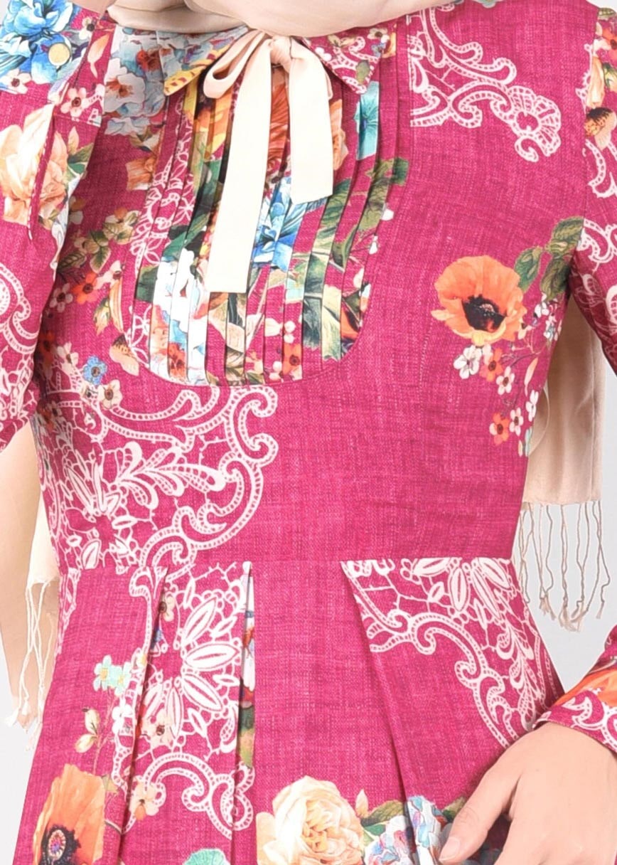 Tesettür giyim FUŞYA T 4662 Rosa 9948 Tesettür Elbise-Alv Fashion