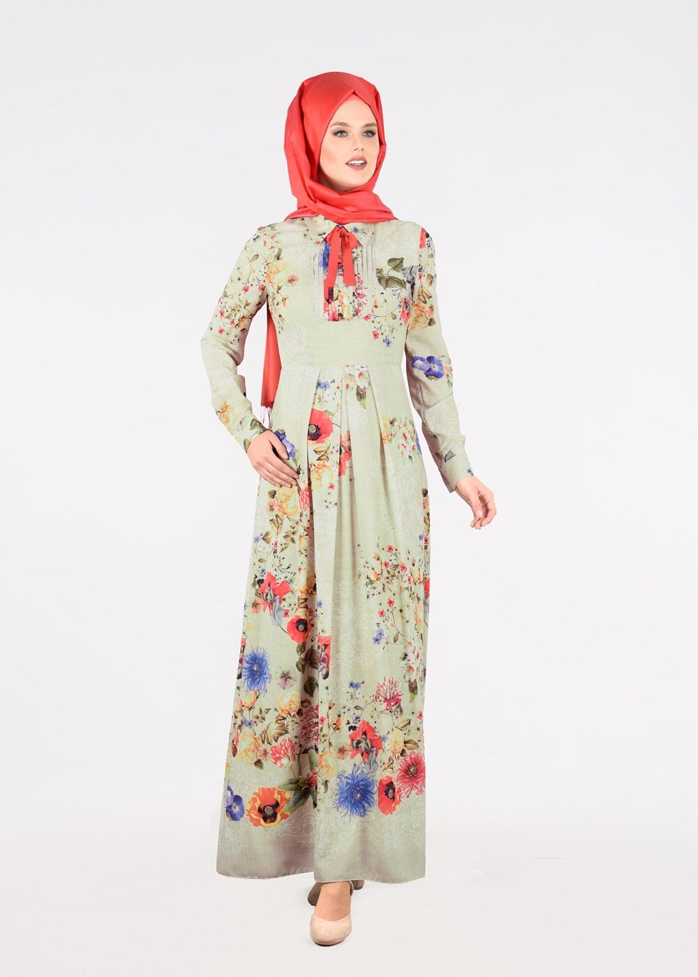 Tesettür giyim BEJ T 4662 Rosa 9948 Tesettür Elbise-Alv Fashion