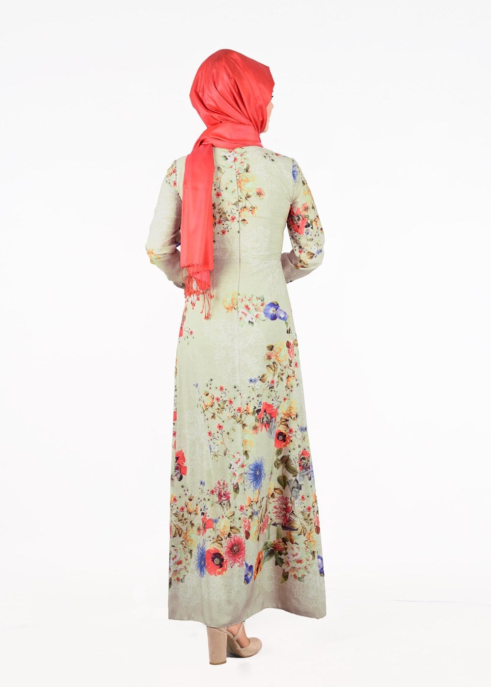 Tesettür giyim BEJ T 4662 Rosa 9948 Tesettür Elbise-Alv Fashion