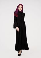 Tesettür giyim SİYAH T 0515 Asmiray-İncili Elbise