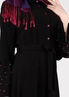 Tesettür giyim SİYAH T 0515 Asmiray-İncili Elbise