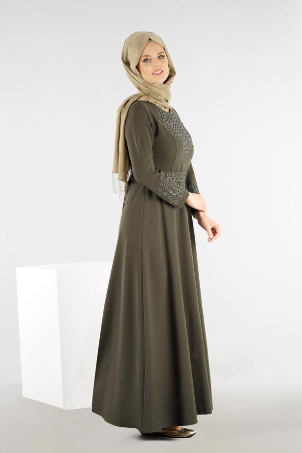 Vêtements hijab  T 4773  Funda-Boncuk İşlemeli Elbise - TRENDTESETTÜR