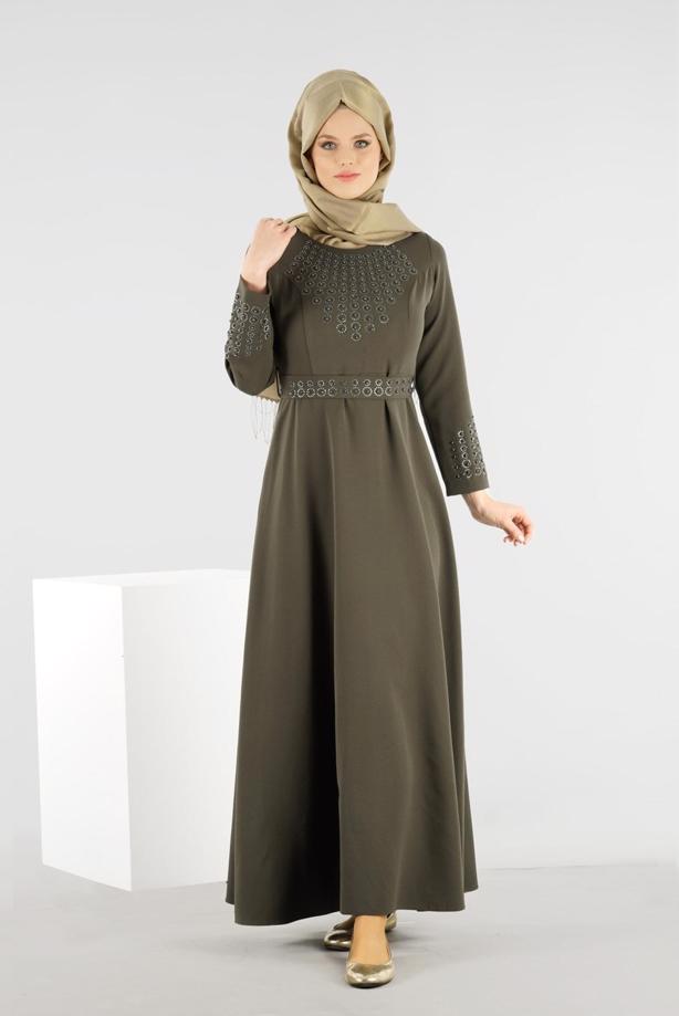 Vêtements hijab  T 4773  Funda-Boncuk İşlemeli Elbise - TRENDTESETTÜR
