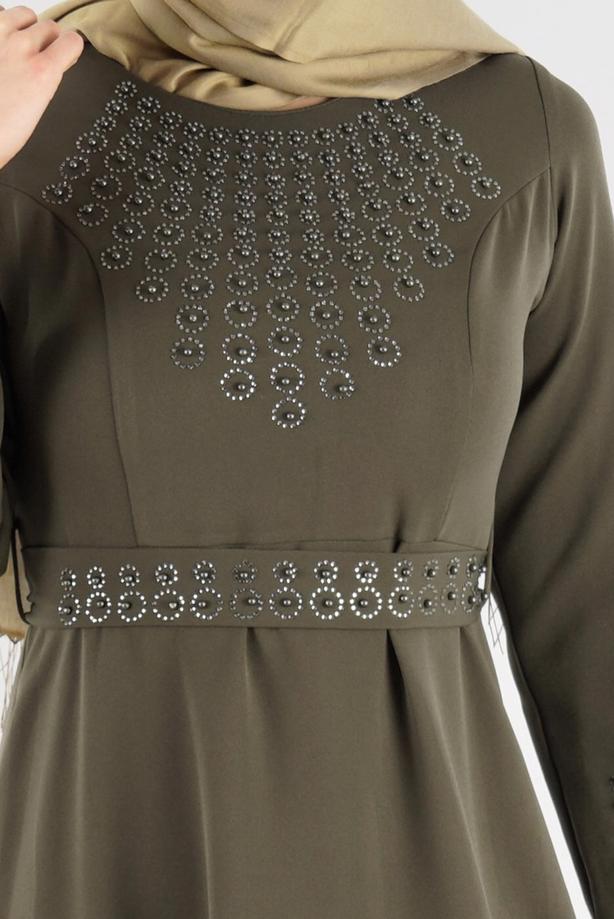 Vêtements hijab  T 4773  Funda-Boncuk İşlemeli Elbise - TRENDTESETTÜR