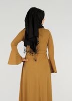 Tesettür giyim TURUNCU T 5873 Modabu-Kolu Volanlı İncili Elbise