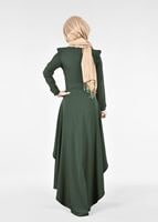 Tesettür giyim HAKİ T 9366 By Korkut-Hakim Yaka 2&prime;li Elbise