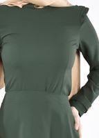 Tesettür giyim HAKİ T 9366 By Korkut-Hakim Yaka 2&prime;li Elbise