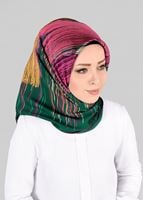 Tesettür giyim YEŞİL T 12795-01  ALVİNA DESENLİ EŞARP