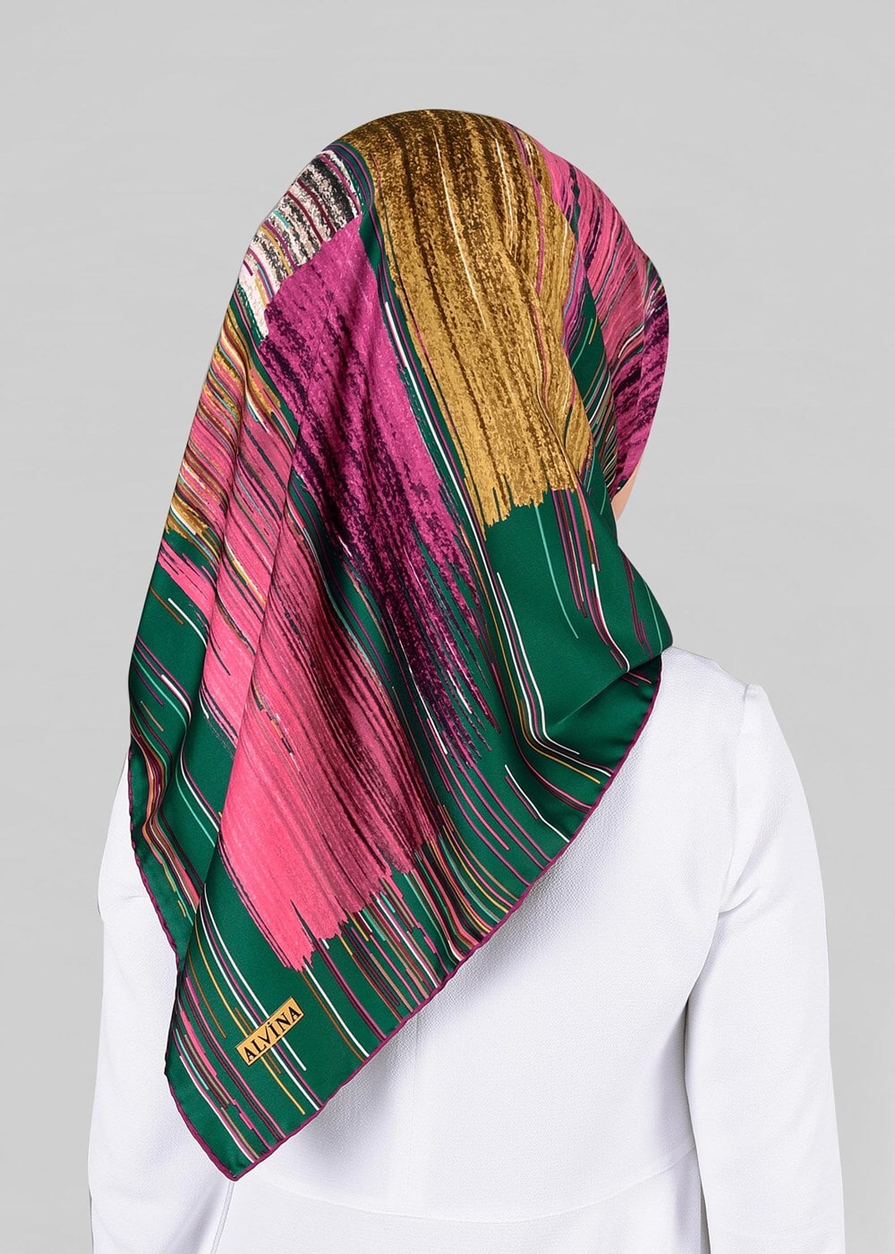 Tesettür giyim YEŞİL T 12795-01  ALVİNA DESENLİ EŞARP